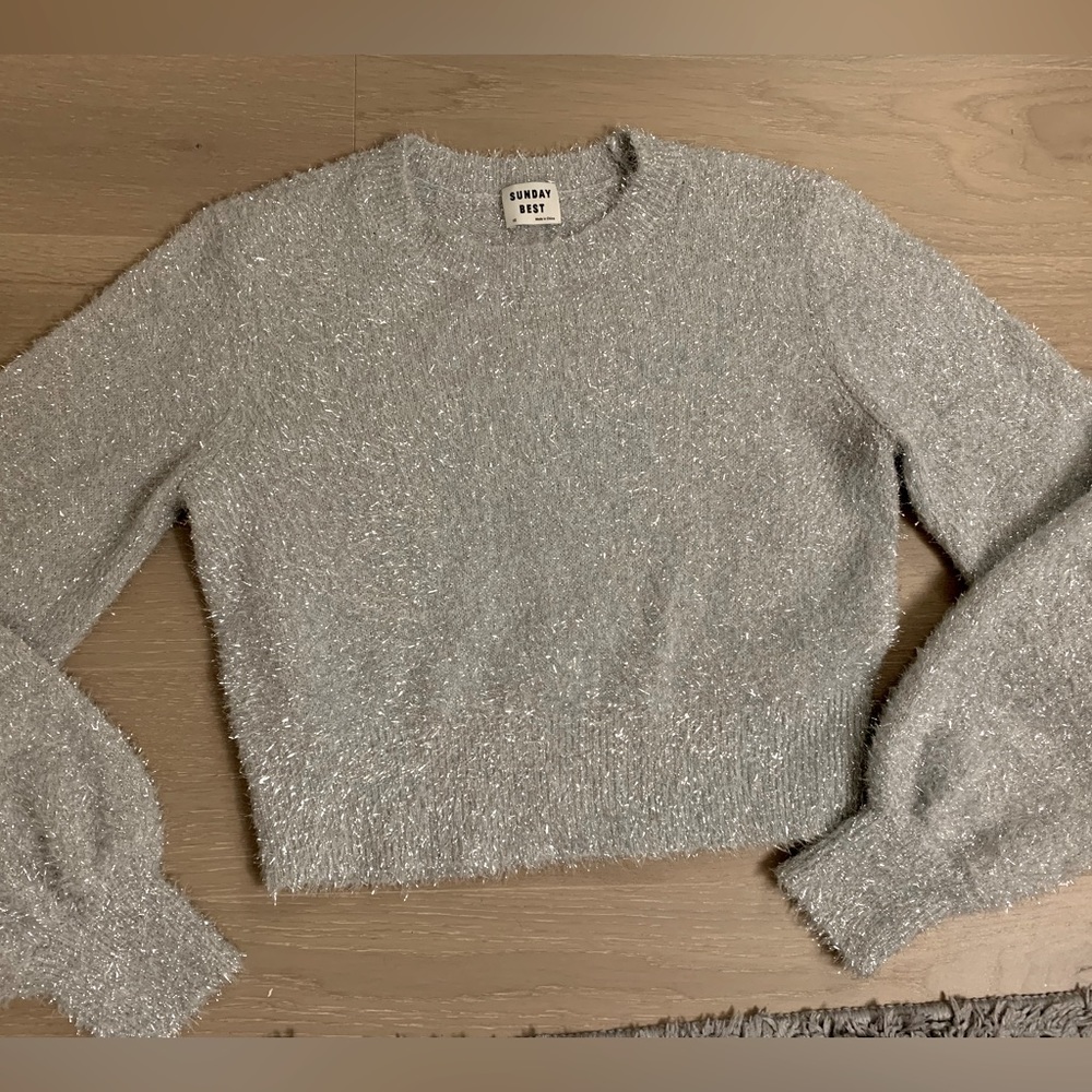 Aritzia Sunday Best Kitten Sweater XS silver